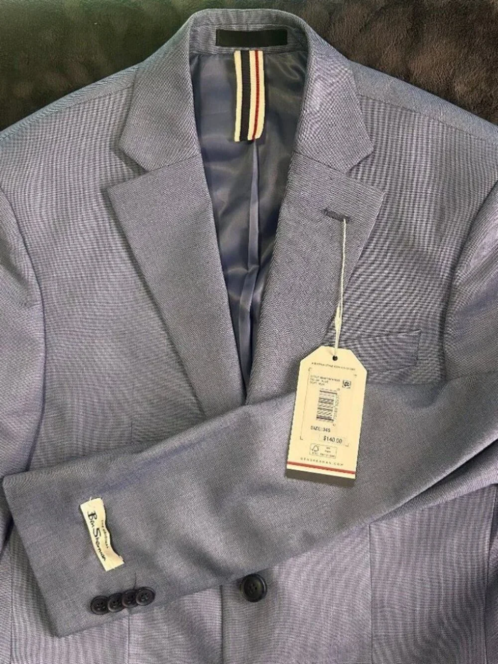 Ben Sherman Blue Blazer Jacket 34S Polyester Viscose Stretch